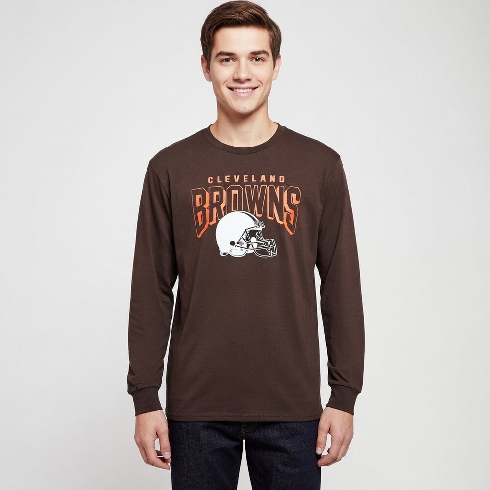 NWT NFL Team Apparel Men's Cleveland Browns‎ Long Sleeve Graphic Tee, Size XL